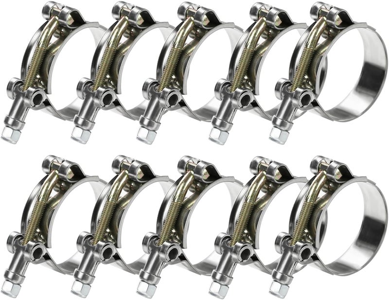 PEROMI 10Pack T Bolt Hose Clamp 40-46mm for 1.25" Hose ID, Stainless Steel Radiator Heavy Duty Hose Clamp Intake Clamp - Image 1
